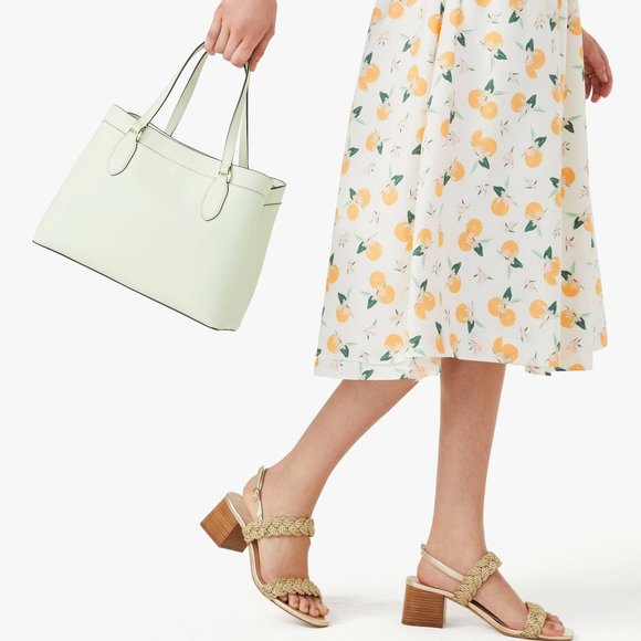 New Kate Spade Sienna Satchel Grain Leather Lime Frosting - Picture 2 of 5